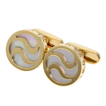 BVLGARI Optical White Shell cuffs K18 Yellow Gold mens [Used]