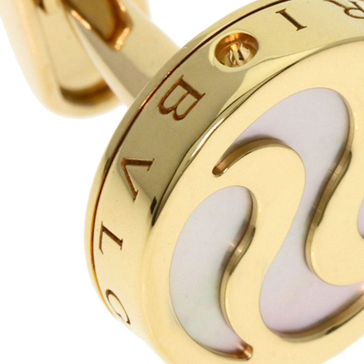 BVLGARI Optical White Shell cuffs K18 Yellow Gold mens [Used]