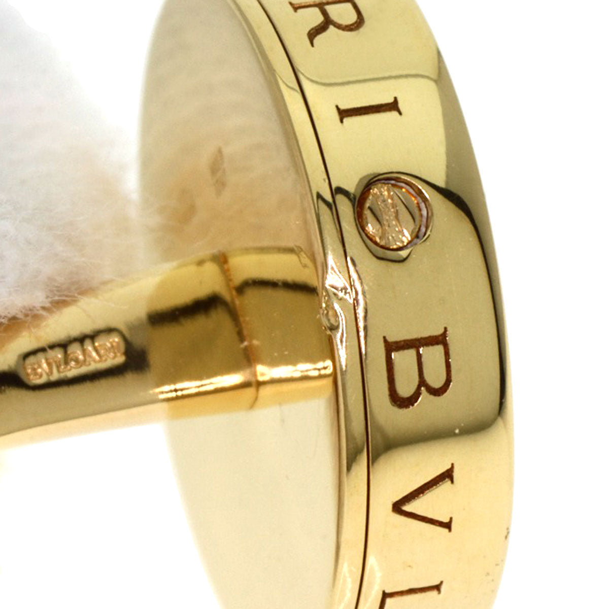 BVLGARI Optical White Shell cuffs K18 Yellow Gold mens [Used]