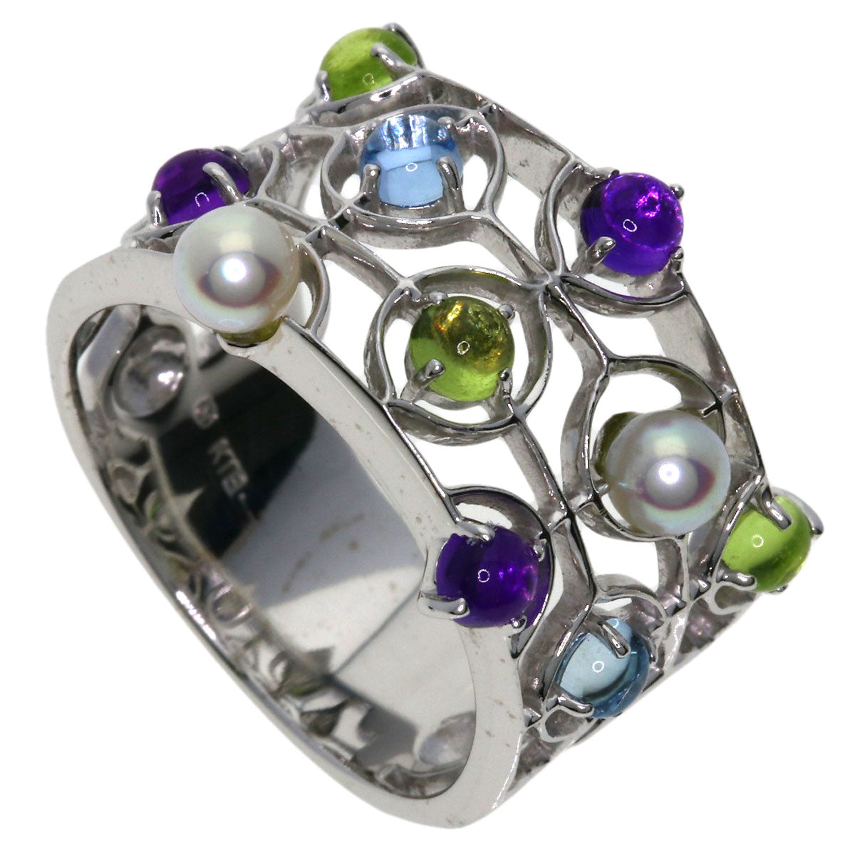 MIKIMOTO Pearl Pearl colored stones Ring K18 White Gold Ladies [Used]