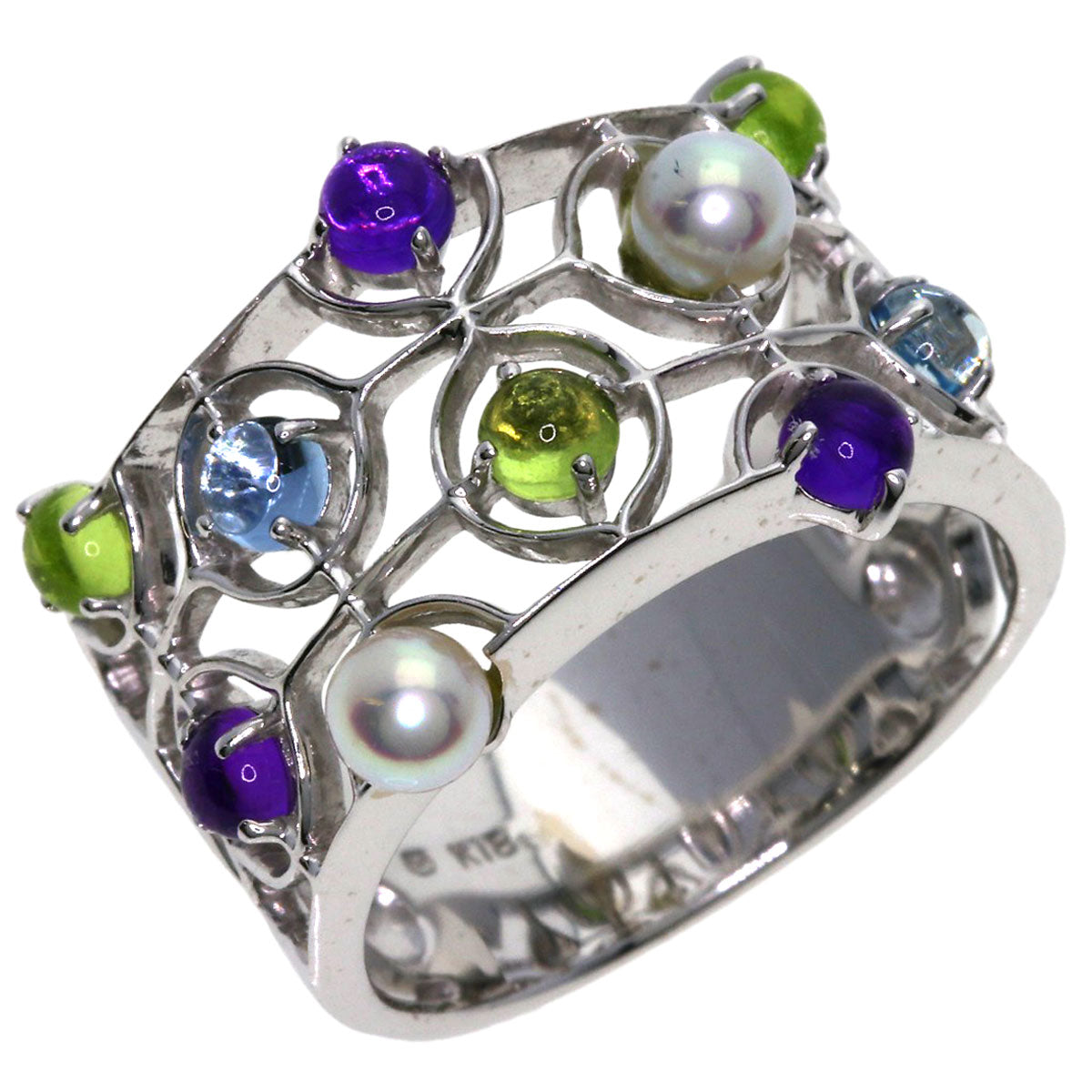 MIKIMOTO Pearl Pearl colored stones Ring K18 White Gold Ladies [Used]