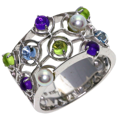 MIKIMOTO Pearl Pearl colored stones Ring K18 White Gold Ladies [Used]