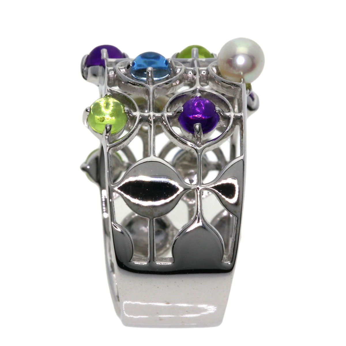 MIKIMOTO Pearl Pearl colored stones Ring K18 White Gold Ladies [Used]