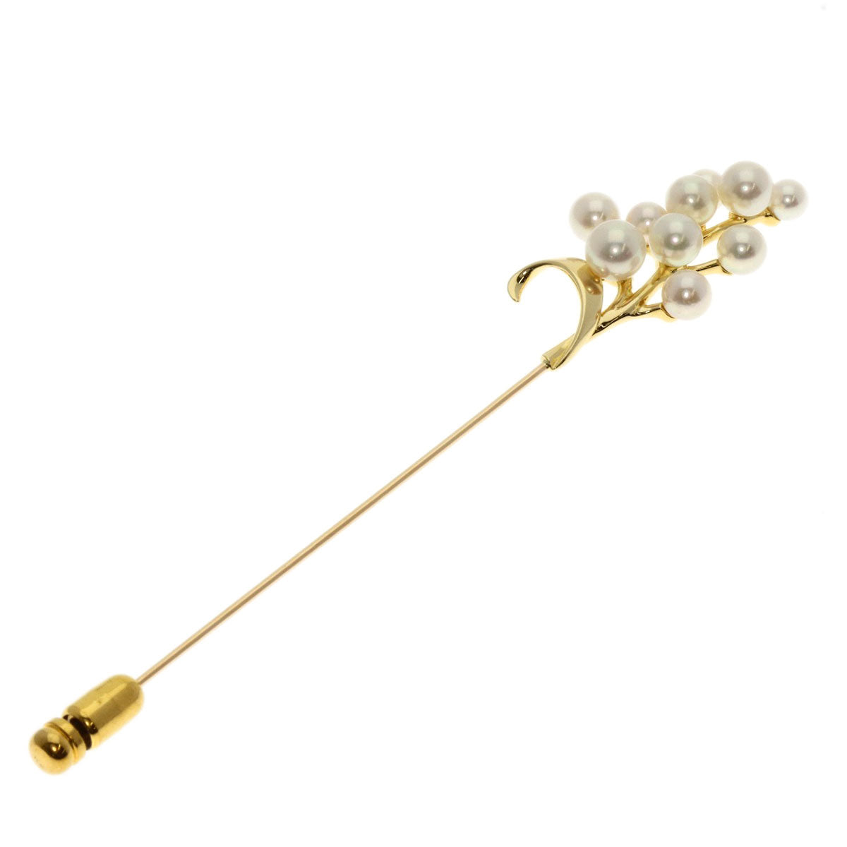 MIKIMOTO Leaf Pearl Pearl Pin Brooch Brooch K18 Yellow Gold Ladies [Used]