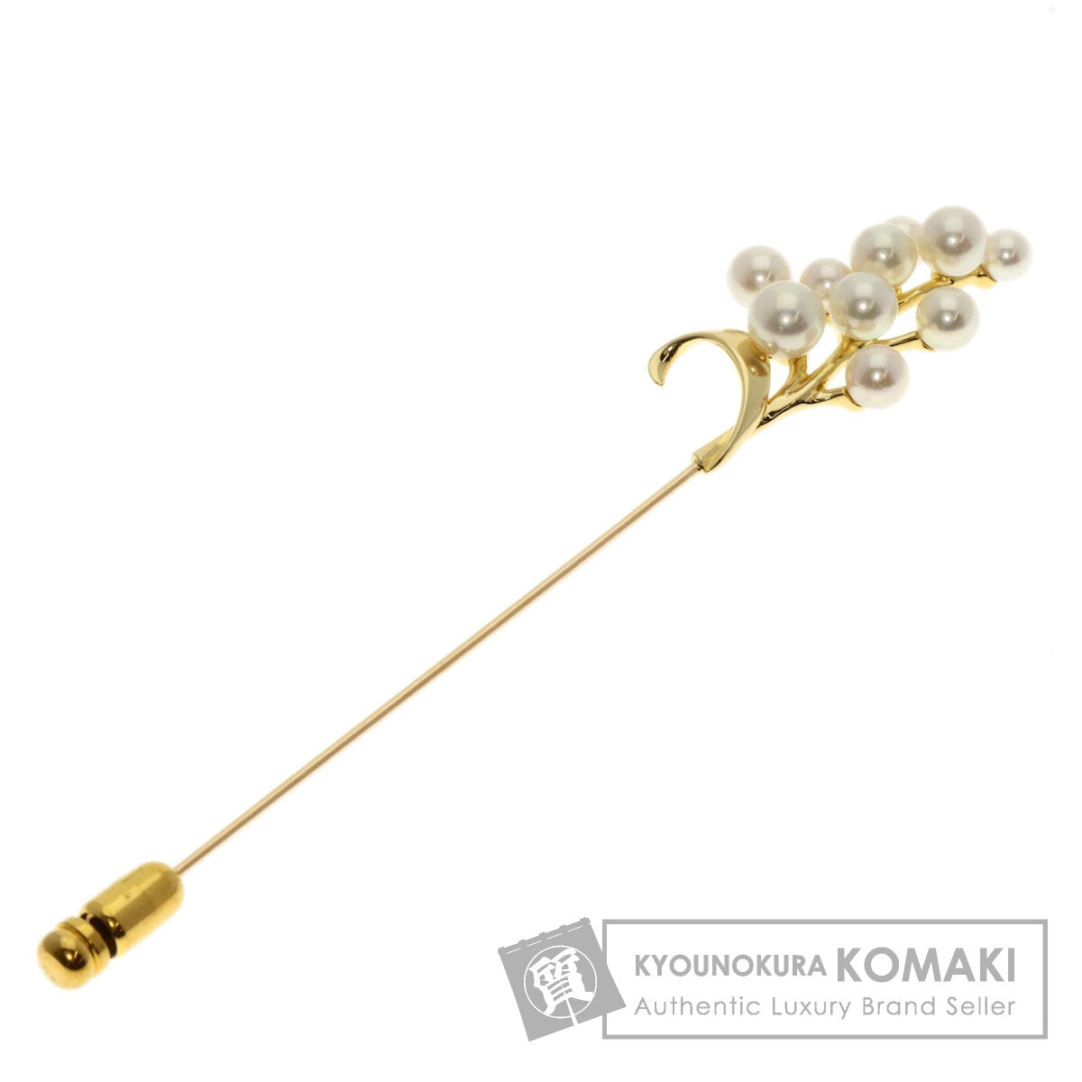 MIKIMOTO Leaf Pearl Pearl Pin Brooch Brooch K18 Yellow Gold Ladies [Used]