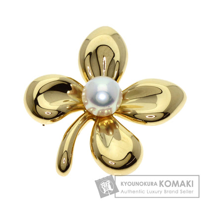MIKIMOTO Four Leaf Clover Pearl Pearl Brooch K18 Yellow Gold Ladies [Used]