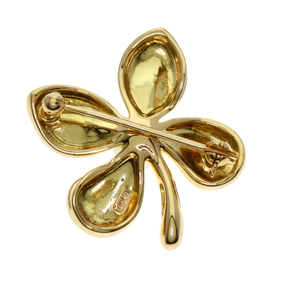 MIKIMOTO Four Leaf Clover Pearl Pearl Brooch K18 Yellow Gold Ladies [Used]