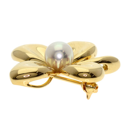 MIKIMOTO Four Leaf Clover Pearl Pearl Brooch K18 Yellow Gold Ladies [Used]
