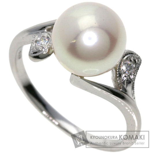 MIKIMOTO Leaf Pearl Pearl 2P Diamond Ring Platinum PT900 Ladies [Used]