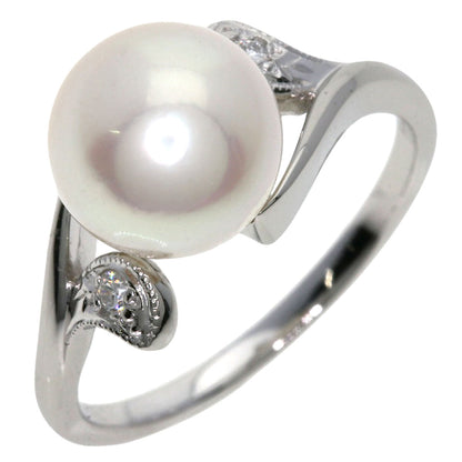 MIKIMOTO Leaf Pearl Pearl 2P Diamond Ring Platinum PT900 Ladies [Used]