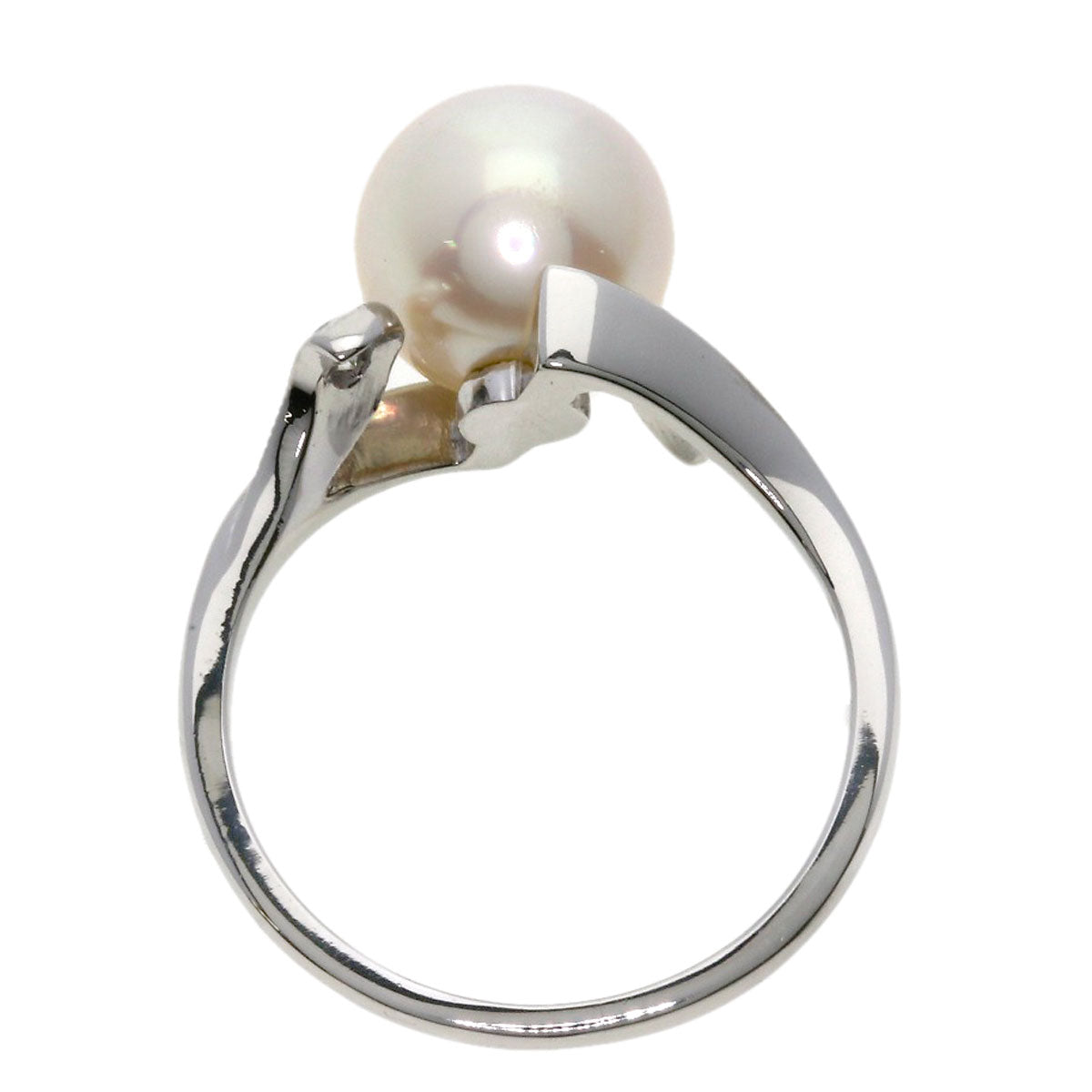 MIKIMOTO Leaf Pearl Pearl 2P Diamond Ring Platinum PT900 Ladies [Used]