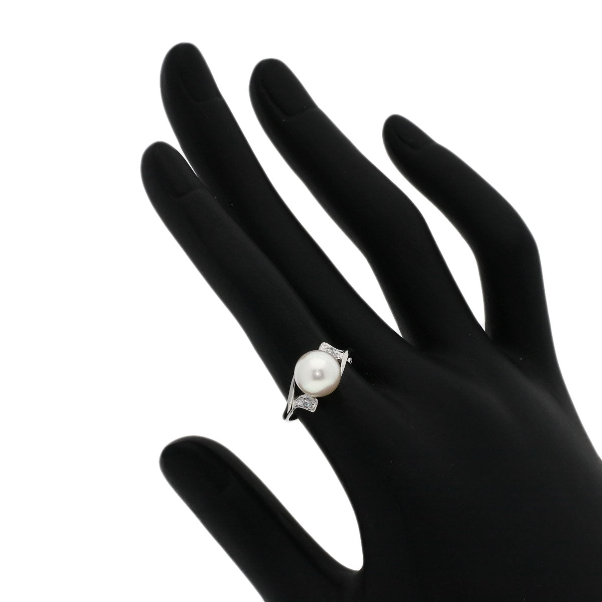 MIKIMOTO Leaf Pearl Pearl 2P Diamond Ring Platinum PT900 Ladies [Used]