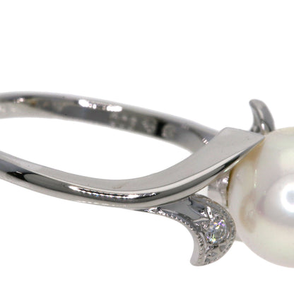 MIKIMOTO Leaf Pearl Pearl 2P Diamond Ring Platinum PT900 Ladies [Used]