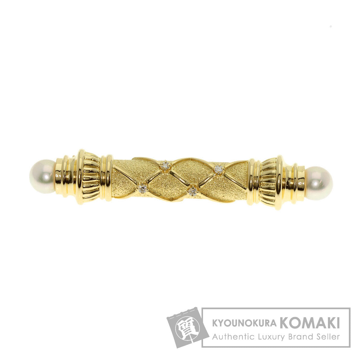 MIKIMOTO Akoya Pearl Pearl Diamond Brooch K18 Yellow Gold Ladies [Used]