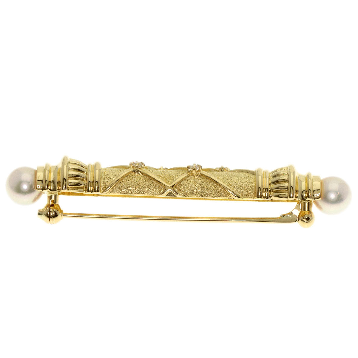 MIKIMOTO Akoya Pearl Pearl Diamond Brooch K18 Yellow Gold Ladies [Used]