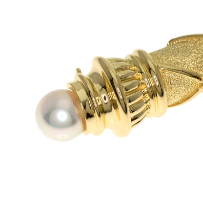 MIKIMOTO Akoya Pearl Pearl Diamond Brooch K18 Yellow Gold Ladies [Used]