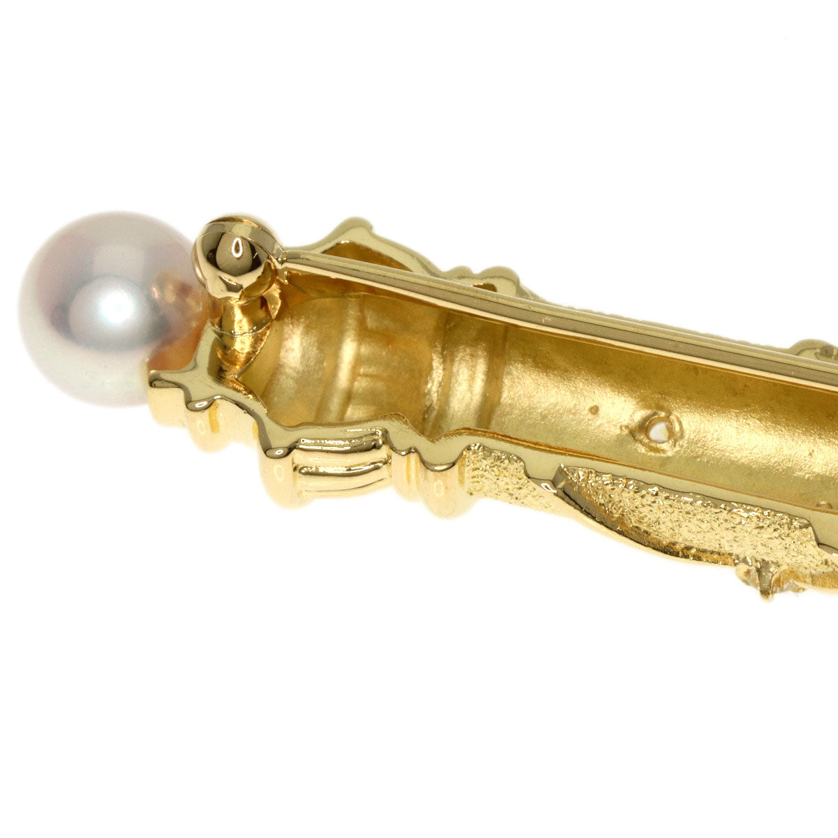 MIKIMOTO Akoya Pearl Pearl Diamond Brooch K18 Yellow Gold Ladies [Used]