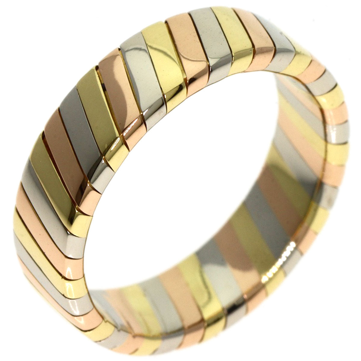 BVLGARI Tubogas Ring K18 Yellow Gold 18K Pink GoldLadies [Used]