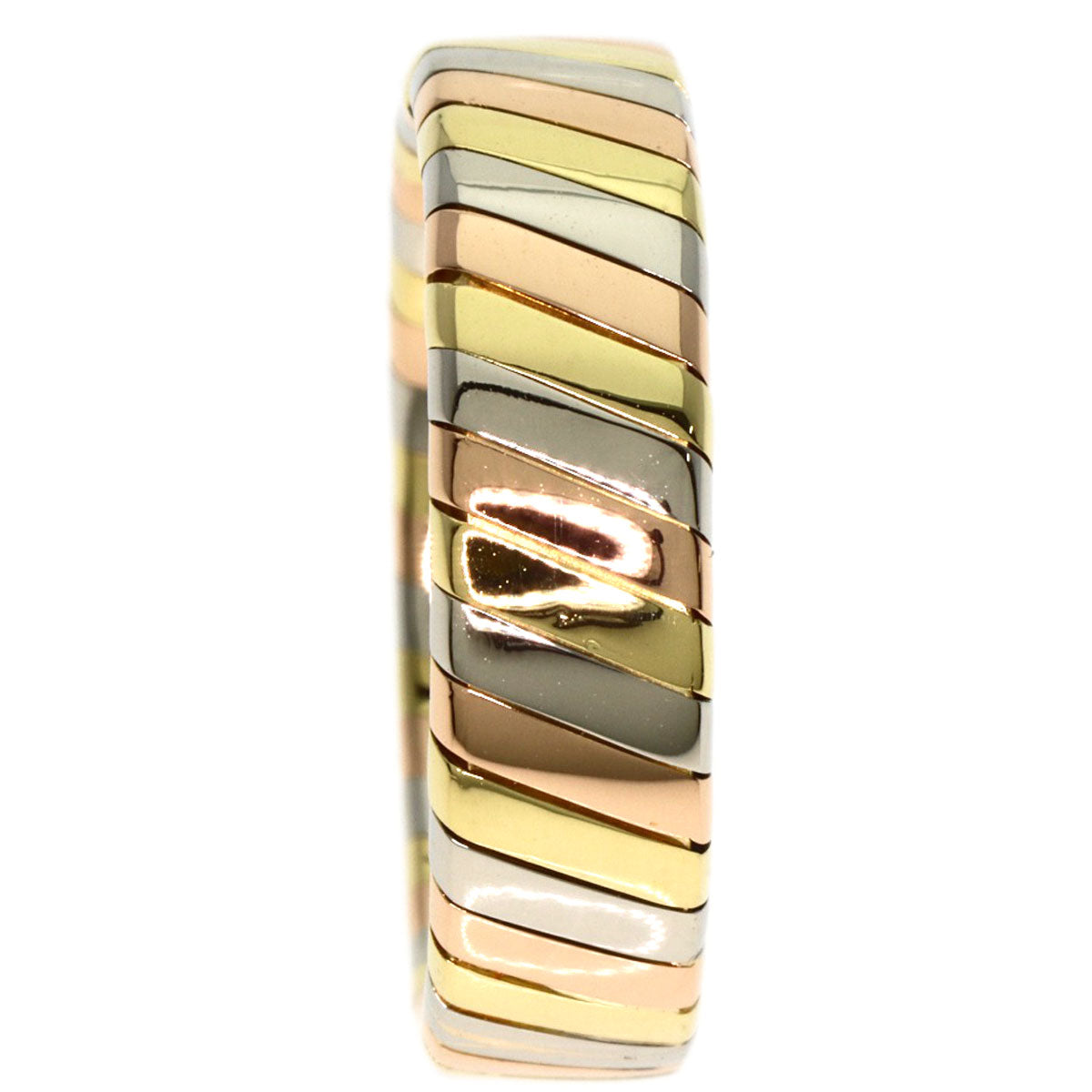 BVLGARI Tubogas Ring K18 Yellow Gold 18K Pink GoldLadies [Used]