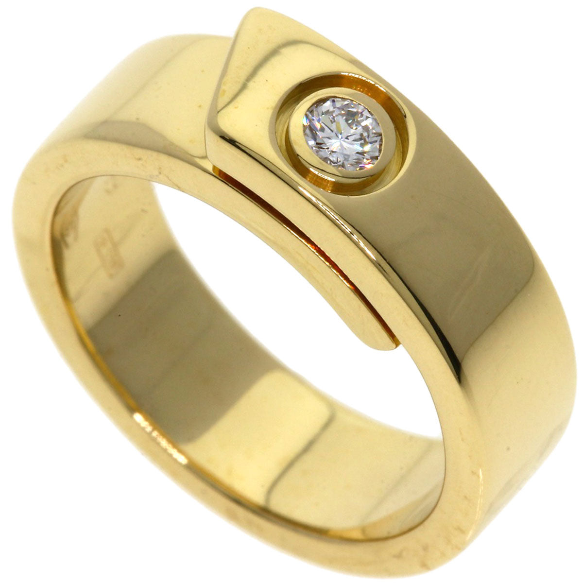 CARTIER Anniversary 1P Diamond #49 Ring K18 Yellow Gold Ladies [Used]