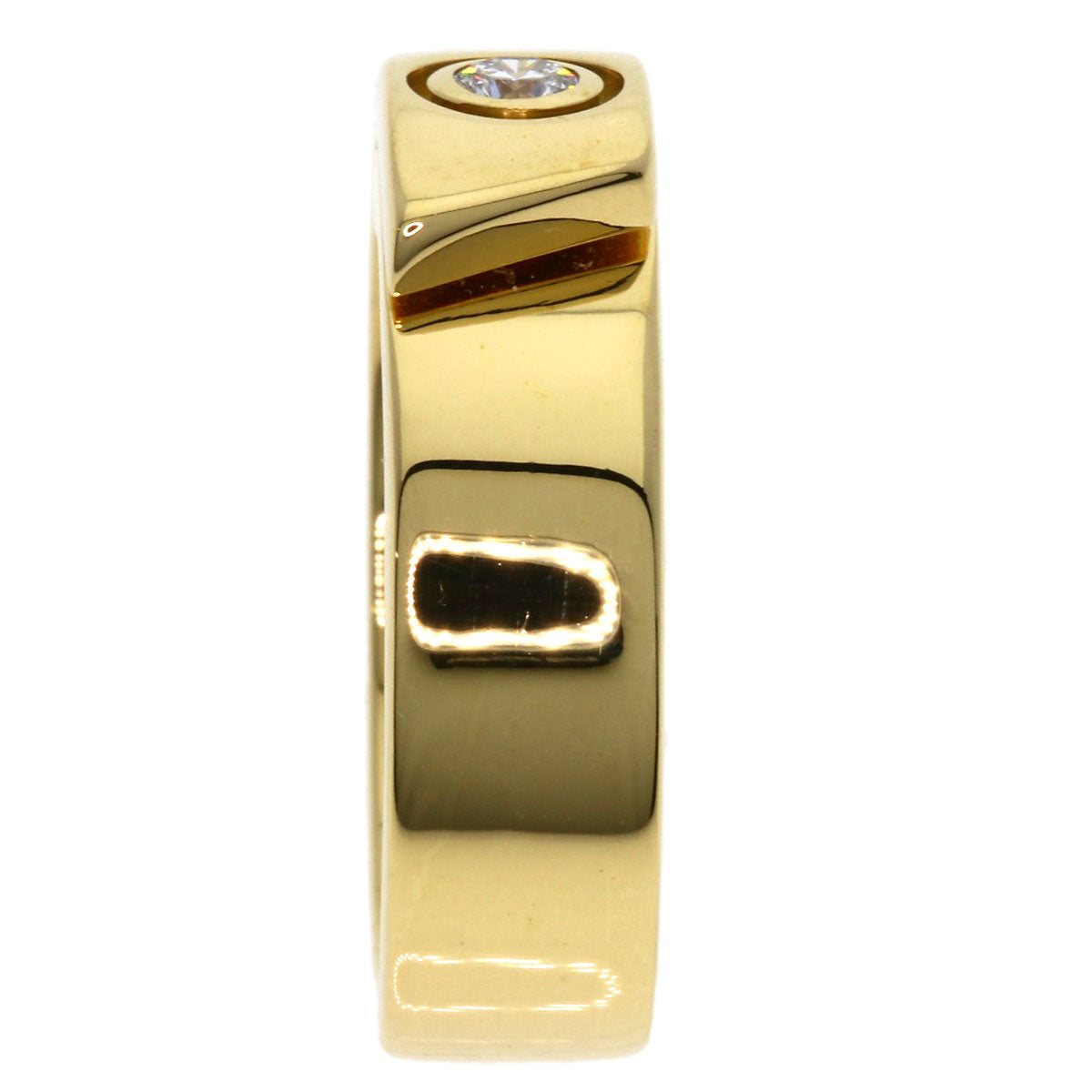 CARTIER Anniversary 1P Diamond #49 Ring K18 Yellow Gold Ladies [Used]