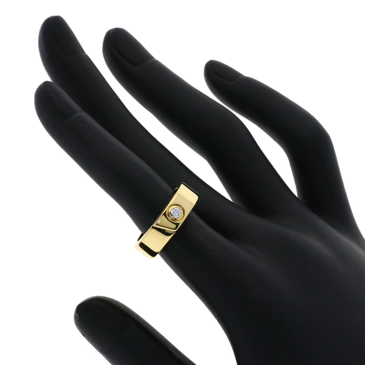 CARTIER Anniversary 1P Diamond #49 Ring K18 Yellow Gold Ladies [Used]