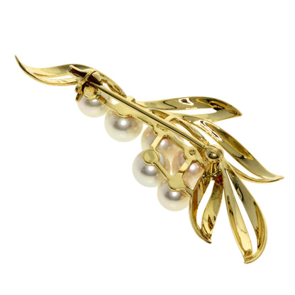 MIKIMOTO Pearl Pearl Brooch K18 Yellow Gold Ladies [Used]