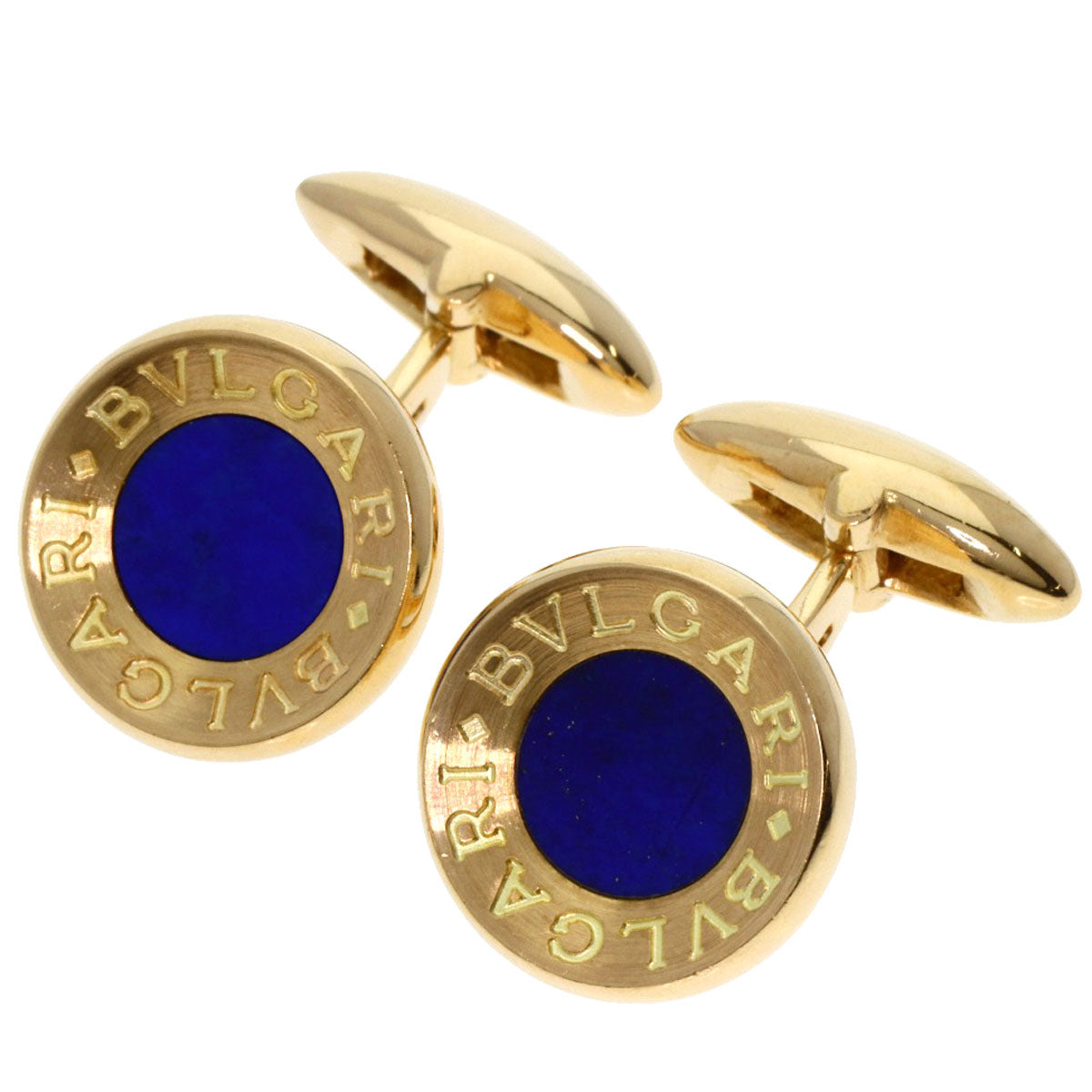 BVLGARI BVLGARI BVLGARI Lapis Lazuli & Azure stone cuffs K18 Yellow Gold mens [Used]