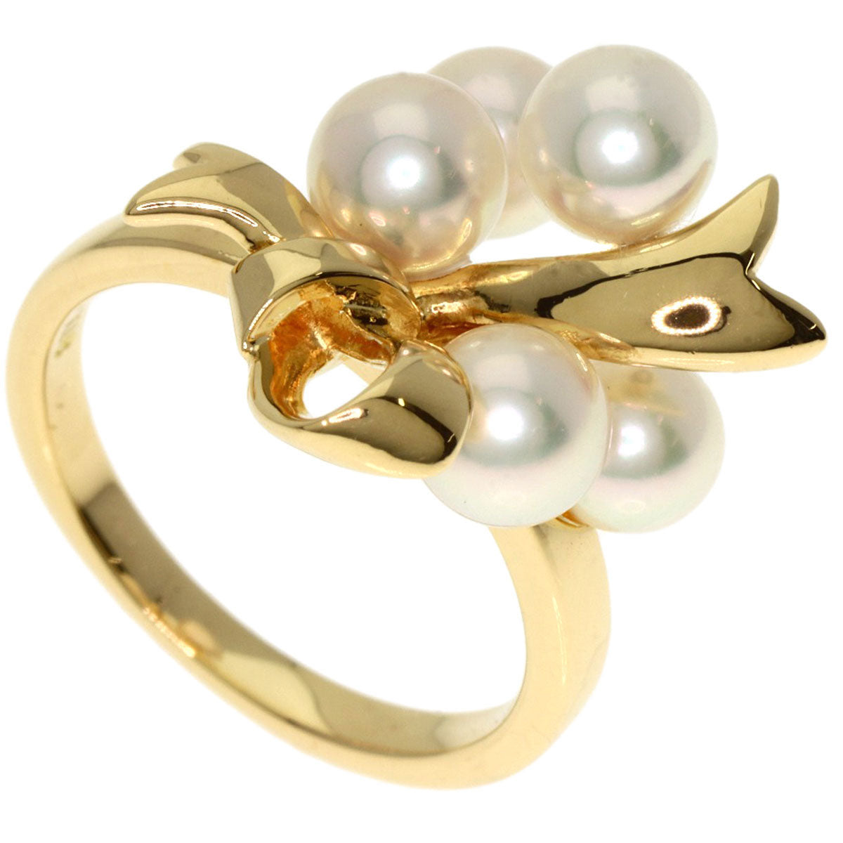 MIKIMOTO Pearl Pearl Ribbon Ring K18 Yellow Gold Ladies [Used]