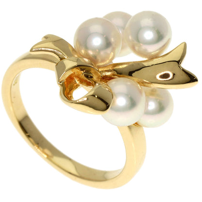 MIKIMOTO Pearl Pearl Ribbon Ring K18 Yellow Gold Ladies [Used]