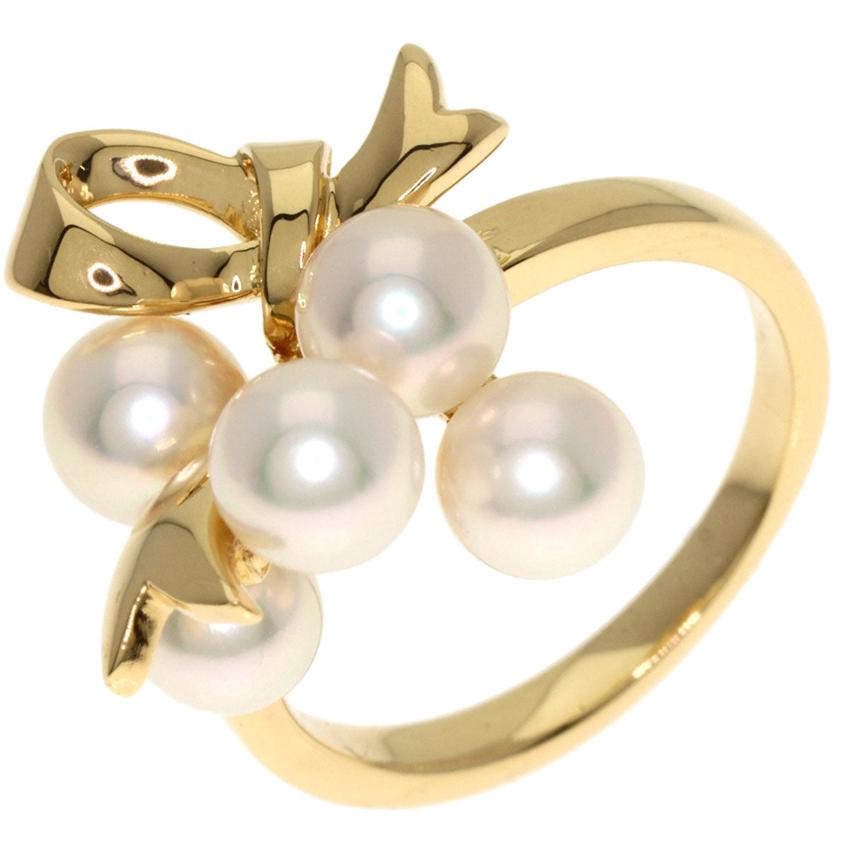 MIKIMOTO Pearl Pearl Ribbon Ring K18 Yellow Gold Ladies [Used]