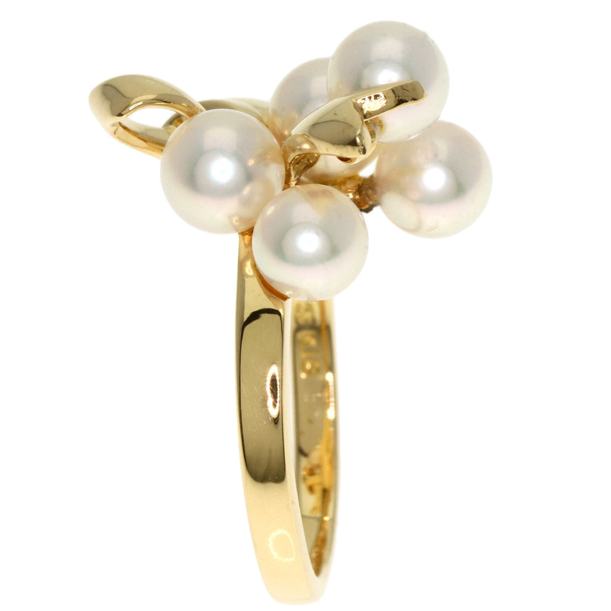 MIKIMOTO Pearl Pearl Ribbon Ring K18 Yellow Gold Ladies [Used]