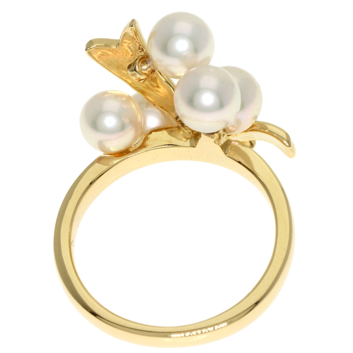 MIKIMOTO Pearl Pearl Ribbon Ring K18 Yellow Gold Ladies [Used]