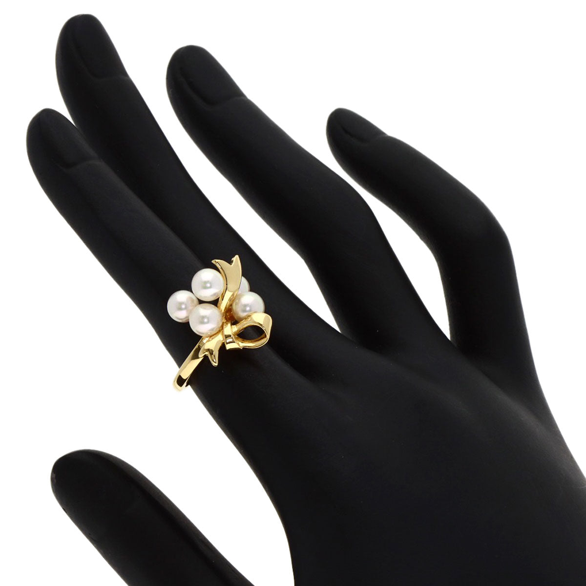 MIKIMOTO Pearl Pearl Ribbon Ring K18 Yellow Gold Ladies [Used]