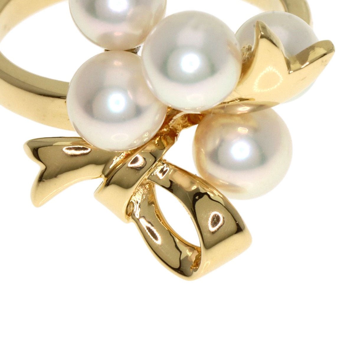 MIKIMOTO Pearl Pearl Ribbon Ring K18 Yellow Gold Ladies [Used]