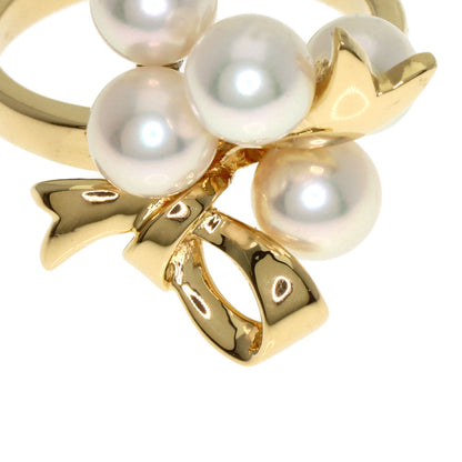 MIKIMOTO Pearl Pearl Ribbon Ring K18 Yellow Gold Ladies [Used]