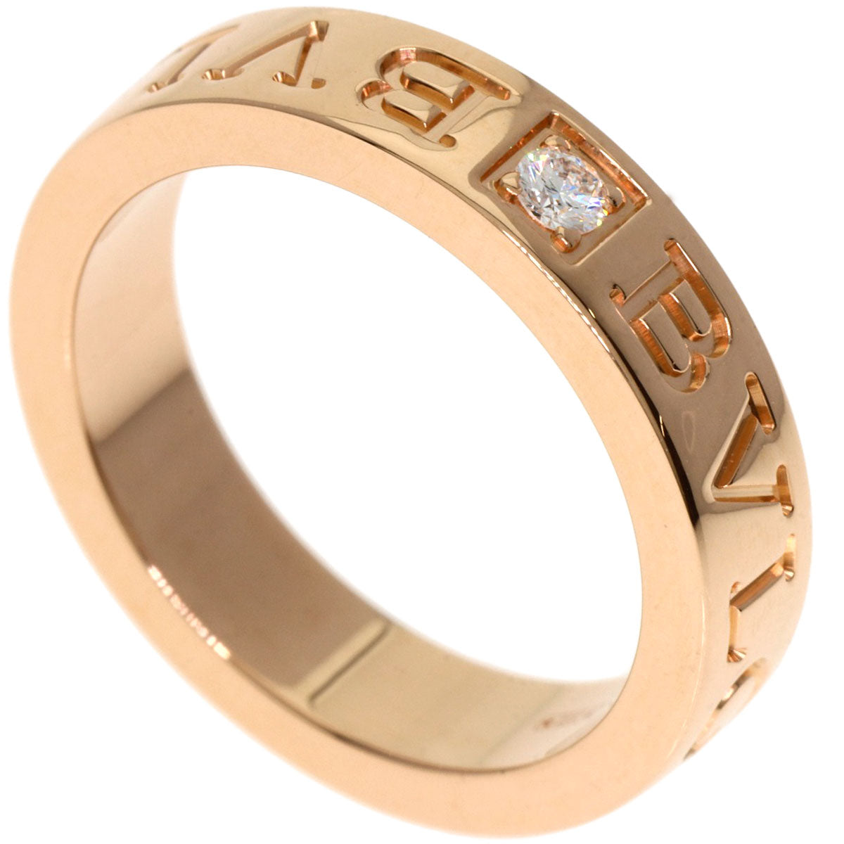 BVLGARI Double logo 1P Diamond Ring K18 Pink Gold Ladies [Used]