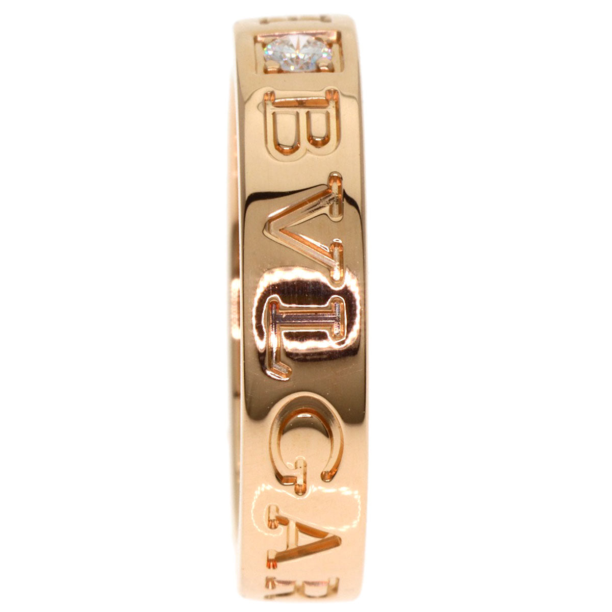 BVLGARI Double logo 1P Diamond Ring K18 Pink Gold Ladies [Used]