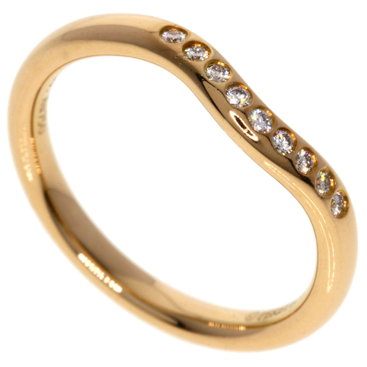 TIFFANY&Co. Curved band Diamond Ring K18 Pink Gold Ladies [Used]