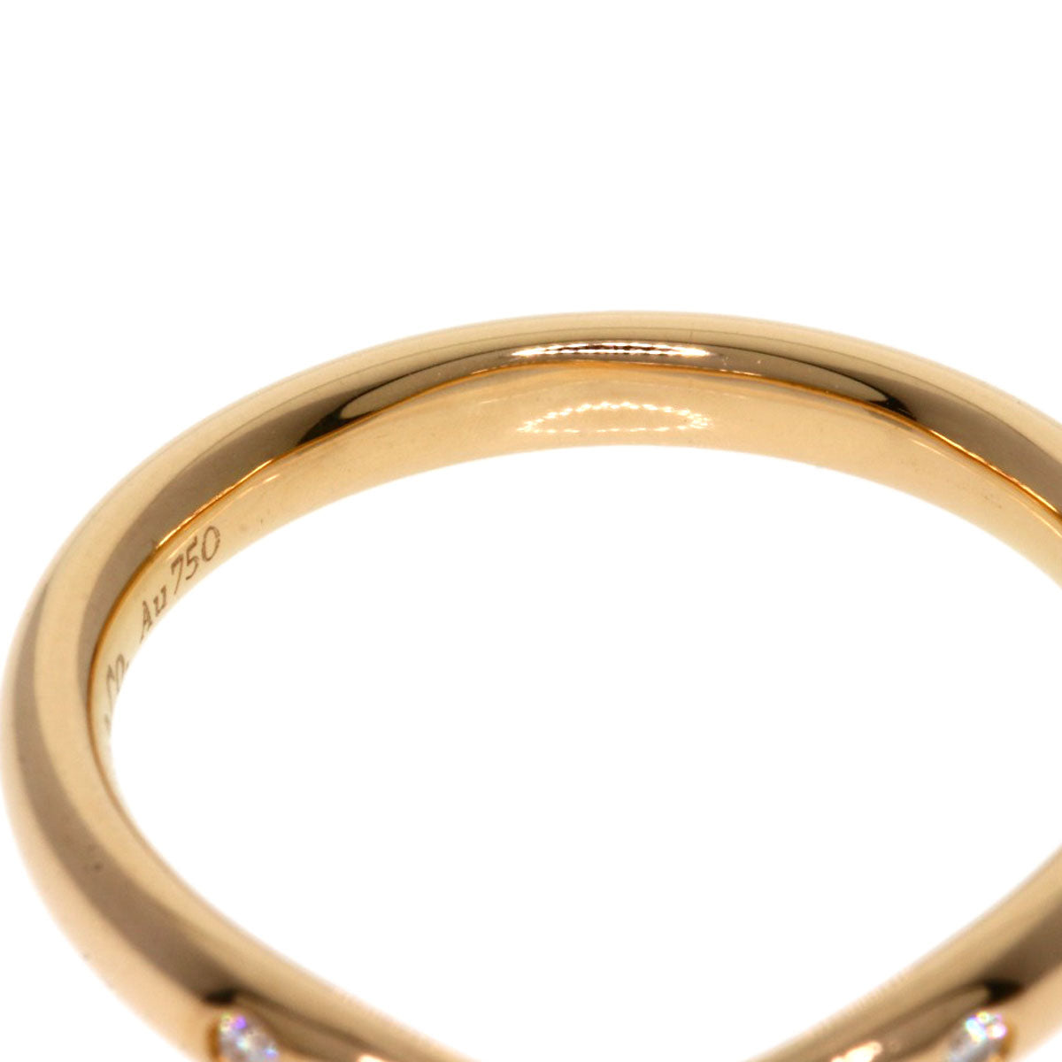 TIFFANY&Co. Curved band Diamond Ring K18 Pink Gold Ladies [Used]