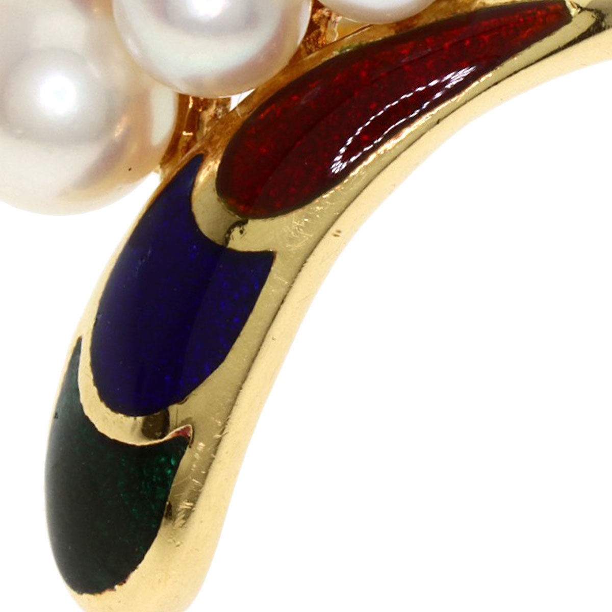 MIKIMOTO Pearl Pearl Enamel Ring K18 Yellow Gold Ladies [Used]