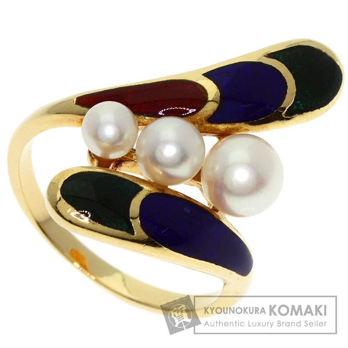 MIKIMOTO Pearl Pearl Enamel Ring K18 Yellow Gold Ladies [Used]