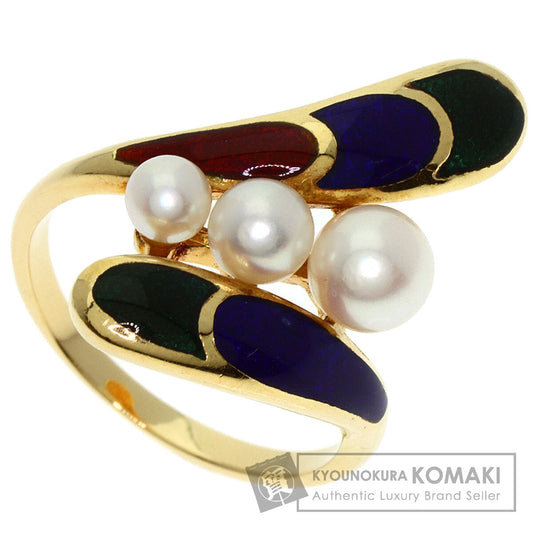 MIKIMOTO Pearl Pearl Enamel Ring K18 Yellow Gold Ladies [Used]