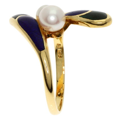 MIKIMOTO Pearl Pearl Enamel Ring K18 Yellow Gold Ladies [Used]