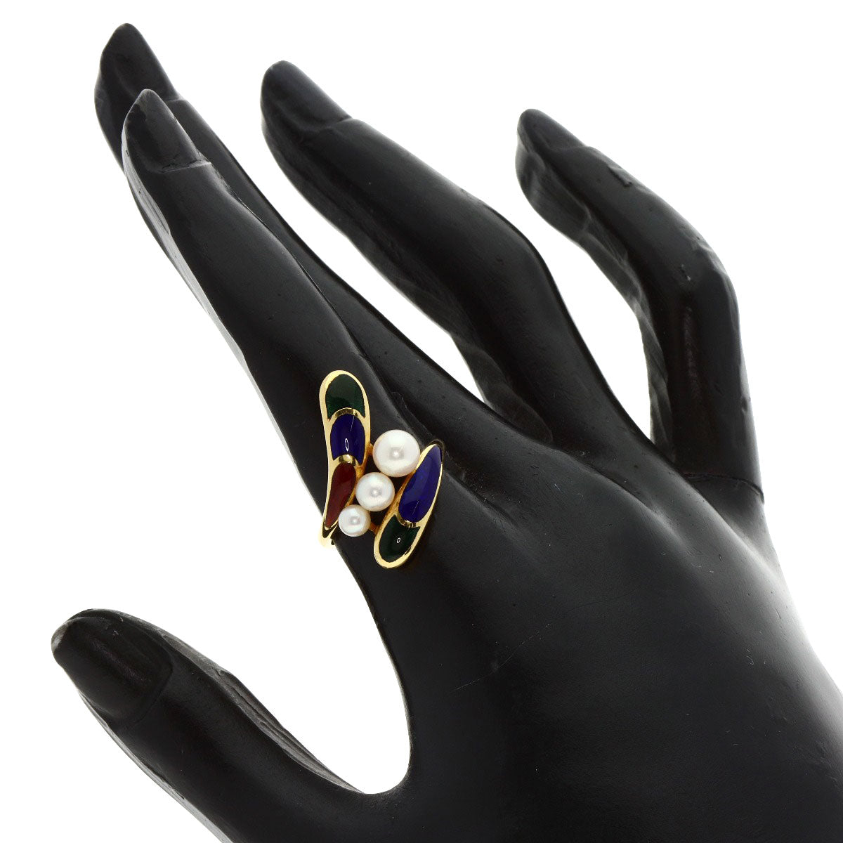 MIKIMOTO Pearl Pearl Enamel Ring K18 Yellow Gold Ladies [Used]