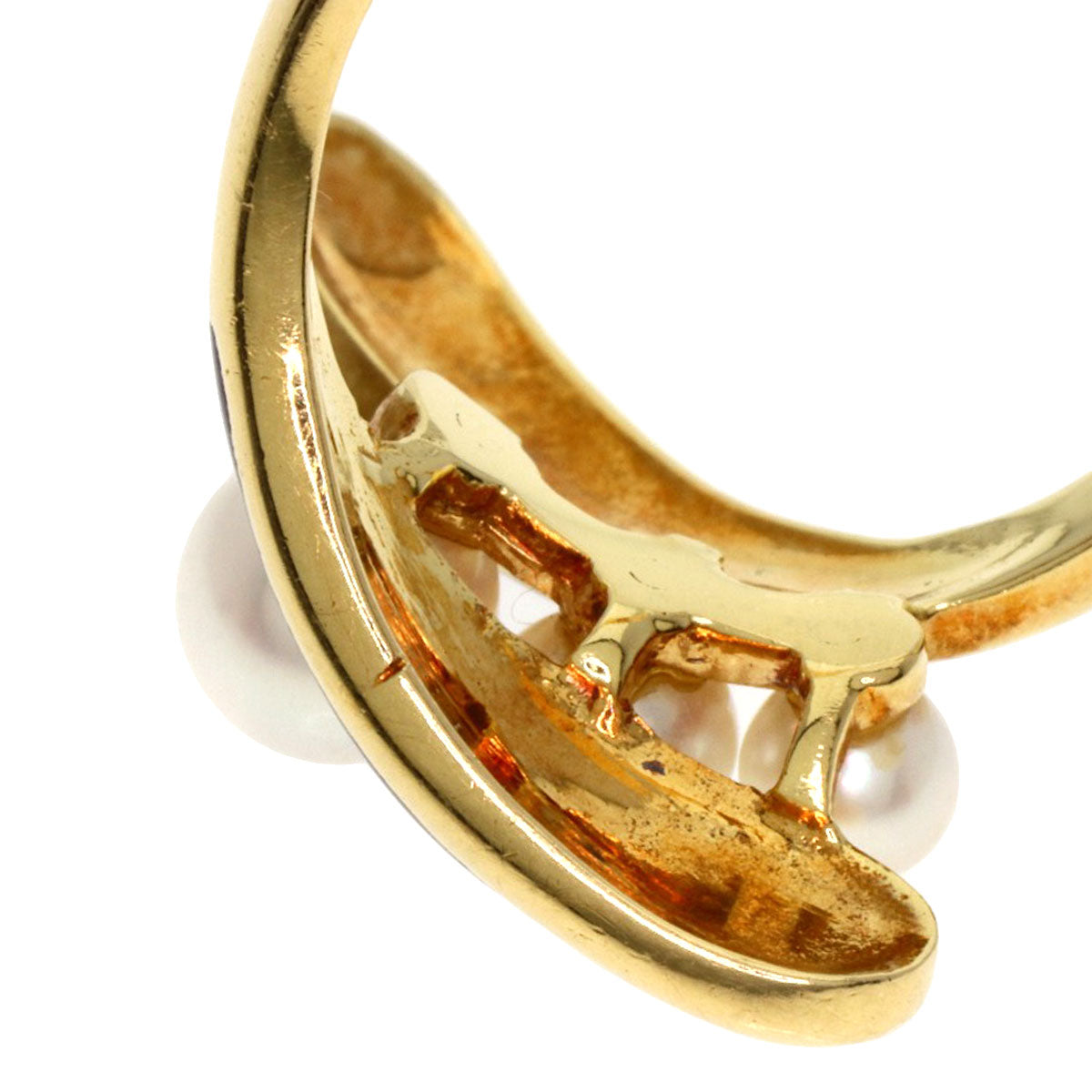 MIKIMOTO Pearl Pearl Enamel Ring K18 Yellow Gold Ladies [Used]