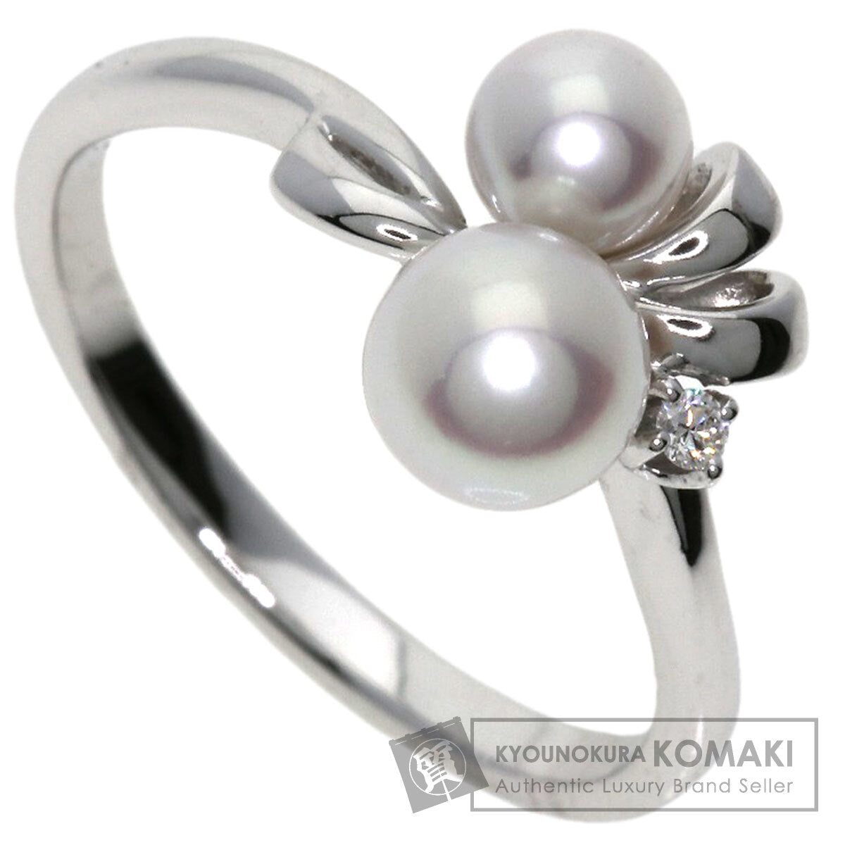 MIKIMOTO Pearl Pearl Diamond Ring K18 White Gold Ladies [Used]