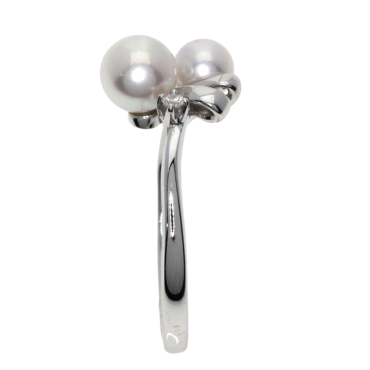 MIKIMOTO Pearl Pearl Diamond Ring K18 White Gold Ladies [Used]