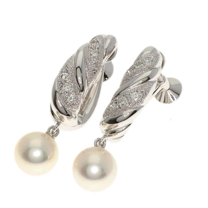 MIKIMOTO Pearl Pearl Diamond Earring K18 White Gold Ladies [Used]