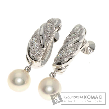 MIKIMOTO Pearl Pearl Diamond Earring K18 White Gold Ladies [Used]